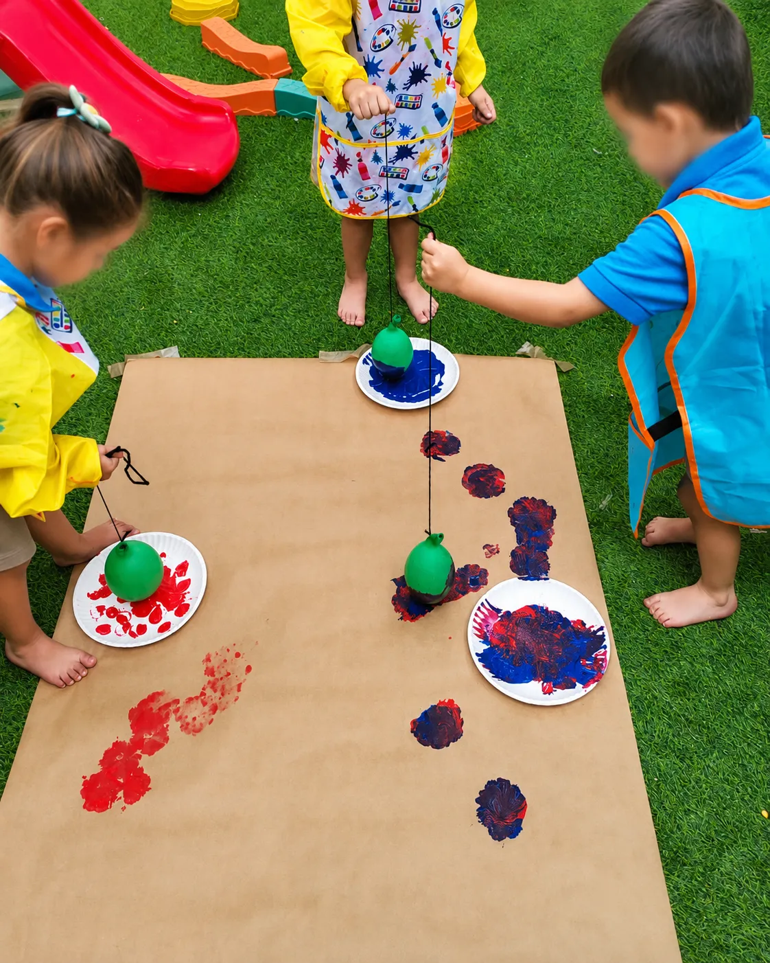 Niños participando en una experiencia artística al aire libre